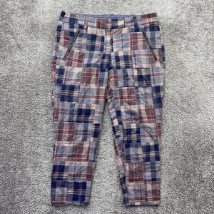 J. Crew Plaid Ankle Pants - Blue, Red, White